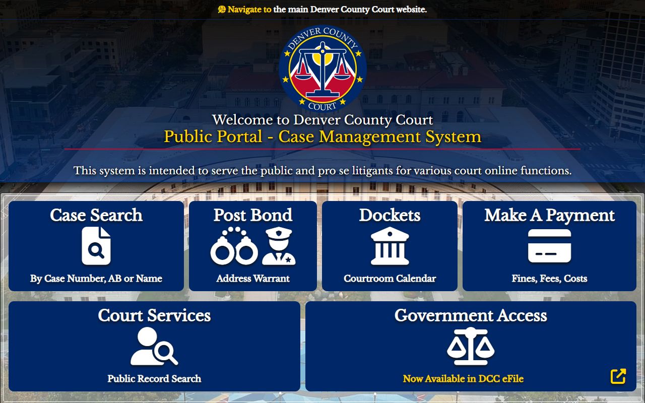 Denver County Court public portal for accessing divorce records