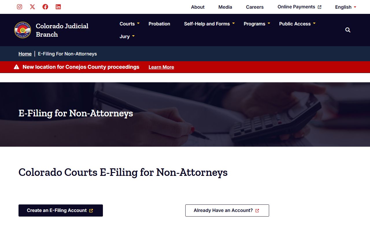 Colorado Courts E-Filing system guide for non-attorneys